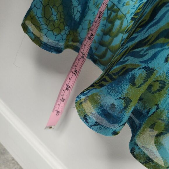 Vintage mixed animal print patchwork look tiered teal green quirky y2k dress L - Picture 5 of 5